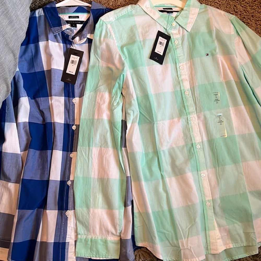 Class Fit Plaid Tommy Hilfiger Button Down Shirt Pair NWT